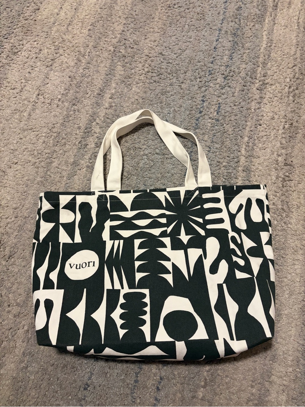 Vuori Cody Hudson Gift Happiness Canvas Tote Bag Black White Abstract Travel Bea